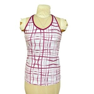 Under Armour Heatgear Women's 2009 Tank Top Large Pink White‎ Plaid Athletic Fit